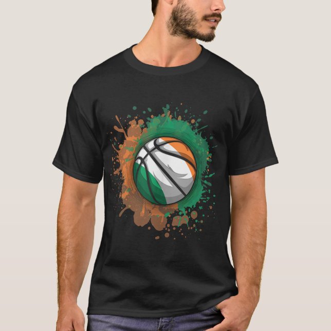 Basketball with Ireland Flagga Tanktop T Shirt (Framsida)