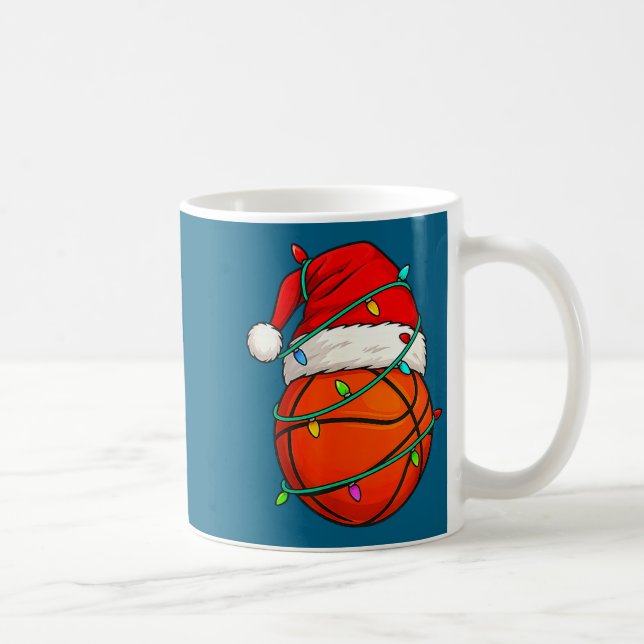 Basketball With Santa Hat Funny Christmas Xmas Gif Kaffemugg (Höger)