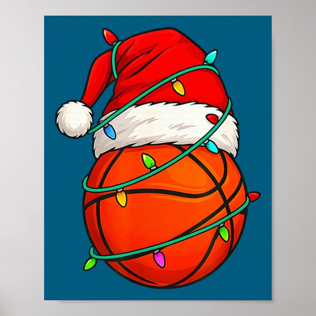 Basketball With Santa Hat Funny Christmas Xmas Gif Poster (Framsidan)