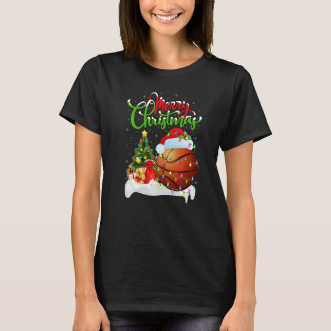 Basketball  Xmas Decorations Santa Basketball Chri T Shirt (Framsida)