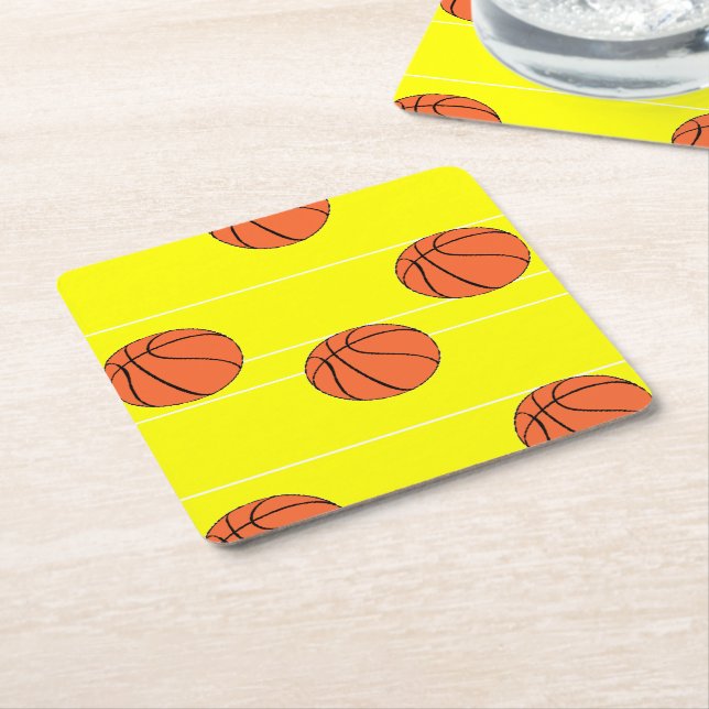Basketballar mönster på underlägg papper kvadrat (Vinklad)