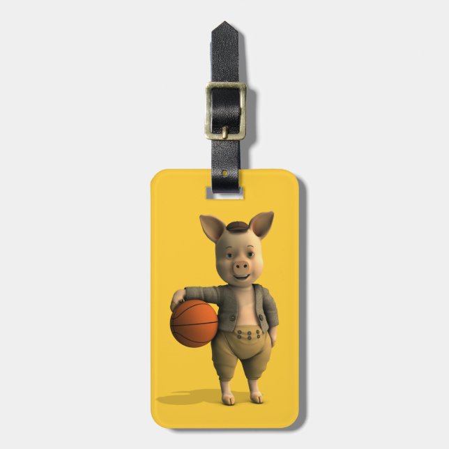 Basketballer Piglet Bagagebricka (Vertikal Framsida)