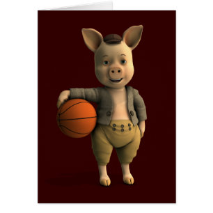 Basketballer Piglet Hälsningskort