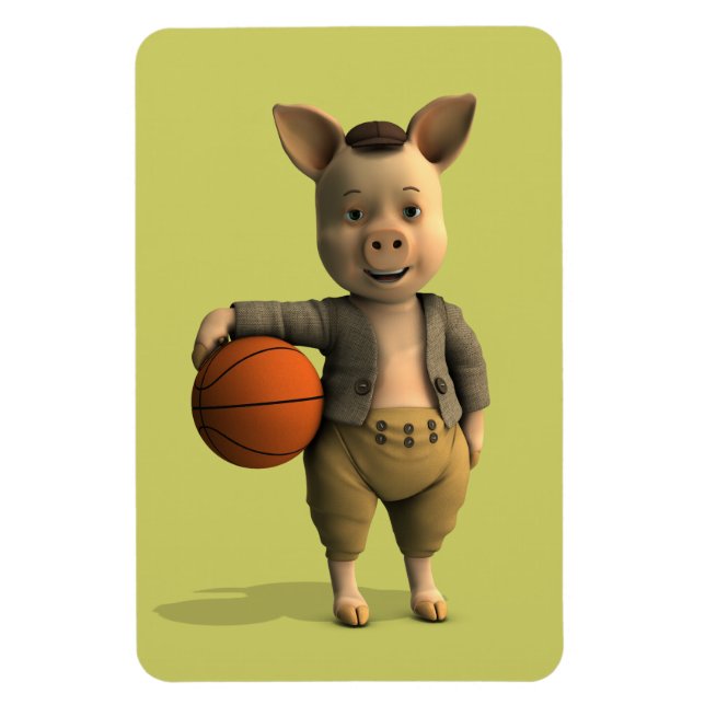 Basketballer Piglet Magnet (Vertikal)