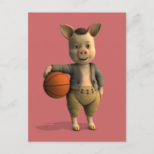 Basketballer Piglet Vykort