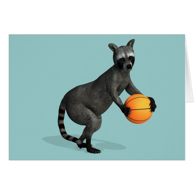 Basketballer Raccoon Hälsningskort (Framsidan Horizontal)