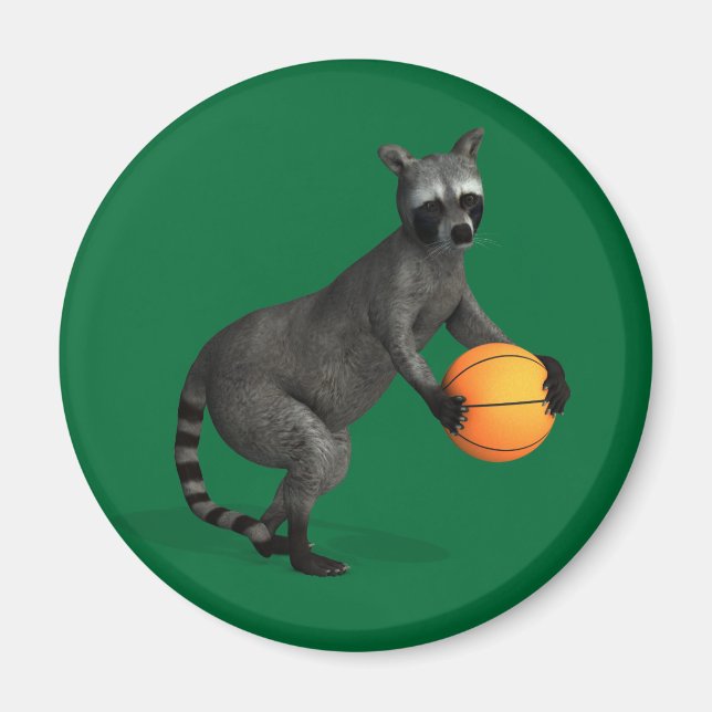 Basketballer Raccoon Magnet (Framsidan)