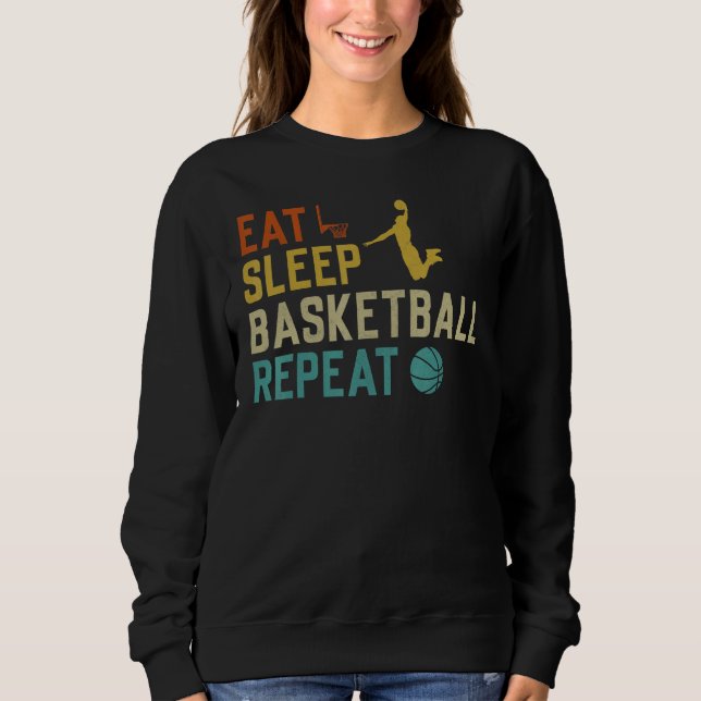 Basketballer Sport Retro Graphic Eat Sleep Basketb T Shirt (Framsida)