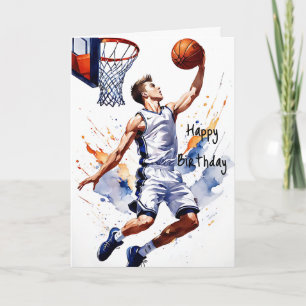Basketballspelare Splash Watercolor Glad födelseda Kort