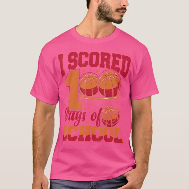 Basketboll 100 skoldag 100 skoldagar t shirt (Framsida)