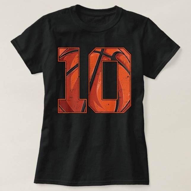 Basketboll 10:e födelsedag flicka 10 år t shirt (Design framsida)