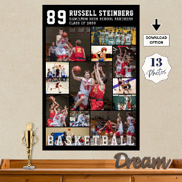 Basketboll 13 Fotocollage Spelarens namn Nummer Poster