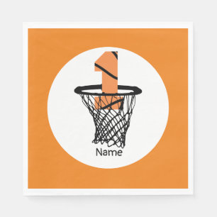 Basketboll 1:a födelsedag med nummer i Mini ring Pappersservett