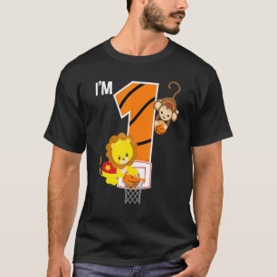 Basketboll 1:a födelsedag Party Lejona apor Zoo An T Shirt