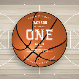 Basketboll 1:a födelsedag - Unik rundinbjudan Inbjudningar