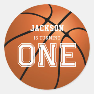 Basketboll 1:a födelsedag unikt runt klistermärke
