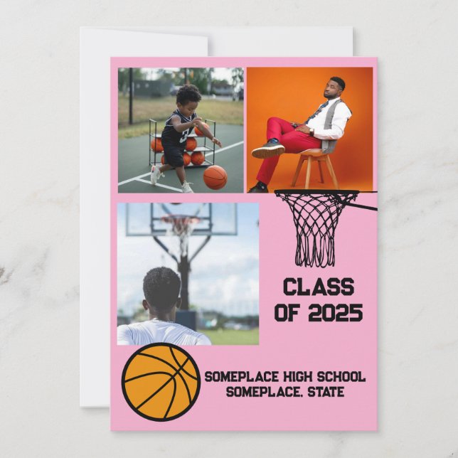 Basketboll 3 Photo Collage Rosa Studenten Meddelande (Framsida)