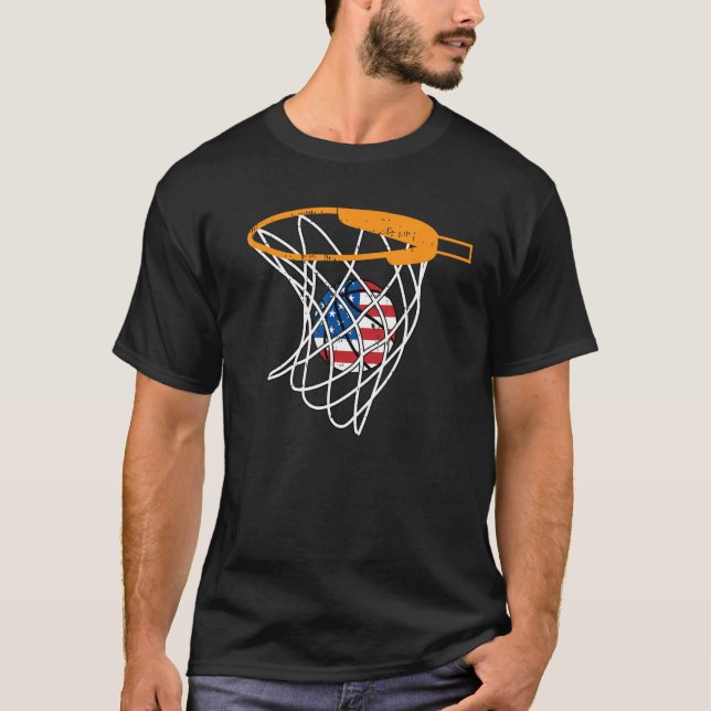 Basketboll 4:e juli Retro Sports Player Ath T Shirt (Framsida)