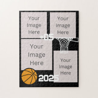 Basketboll 4 Photo Collage Jigszle Puzzle Black Pussel