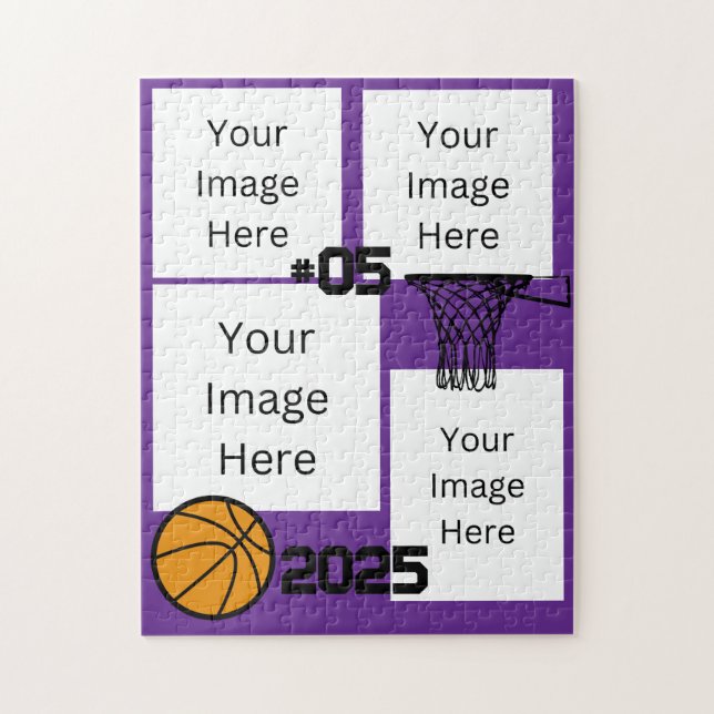 Basketboll 4 Photo Collage Jigszle Puzzle lila Pussel (Vertikal)