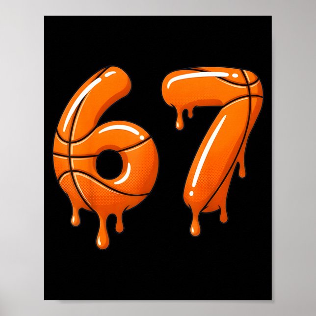Basketboll 67 Meme Rolig Cool Slam Dunk För Pojkar Poster (Framsidan)
