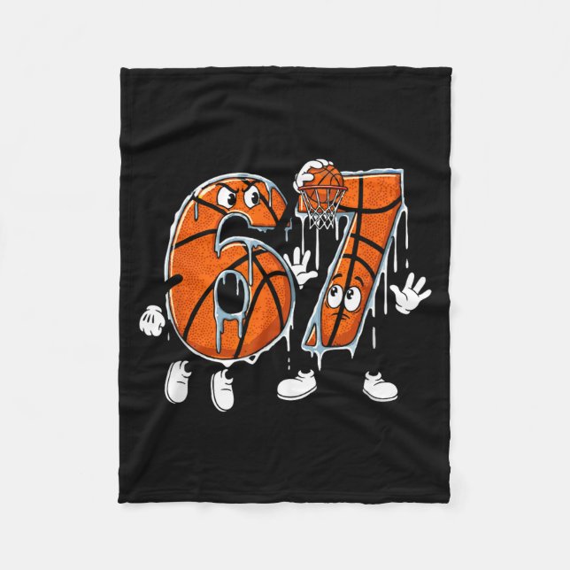 Basketboll 67 Sex Sju Cool Meme 6 7 Rollig Drip N Fleecefilt (Framsidan)