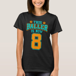 Basketboll 8 år gammal, 8:e födelsedagen för pojke t shirt