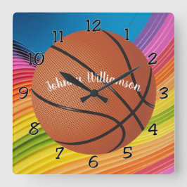 Basketboll anpassar sig med Namn färgad Fyrkantig Klocka