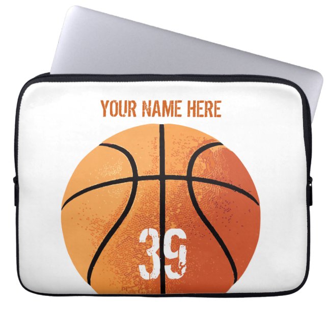 Basketboll (anpassningsbar) laptop sleeve (Framsidan)