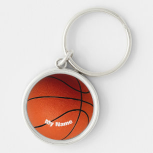Basketboll Anpassningsbarna Namn Rund Silverfärgad Nyckelring