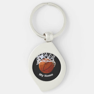 Basketboll Anpassningsbarna Namn Swirl Silverfärgad Nyckelring