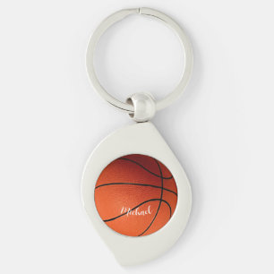 Basketboll Anpassningsbarna Namn Swirl Silverfärgad Nyckelring