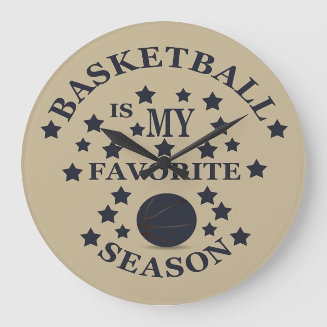 Basketboll är min favoritsäsong med blå boll stor klocka (Framsida)