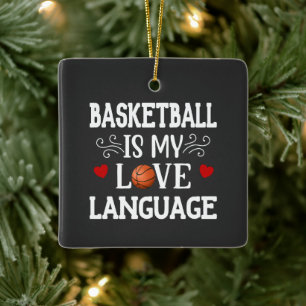 Basketboll är min Kärlek-språkliga jul Julgransprydnad Keramik