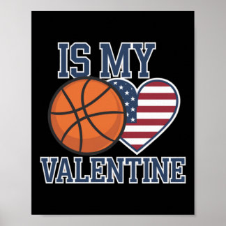 Basketboll är mitt hjärta på Alla hjärtans dag Poster