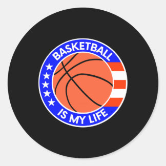Basketboll är mitt liv USA flagga Runt Klistermärke