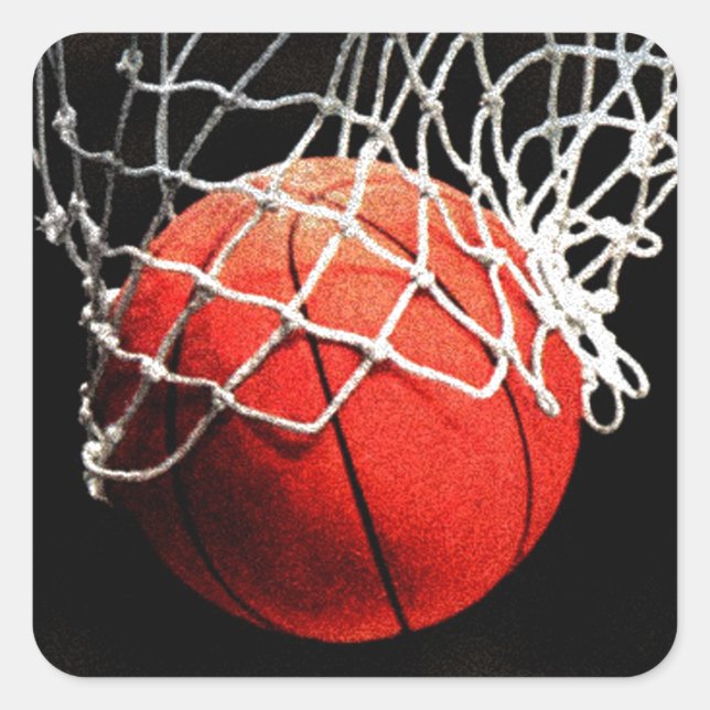 Basketboll Art Fyrkantigt Klistermärke (Framsida)
