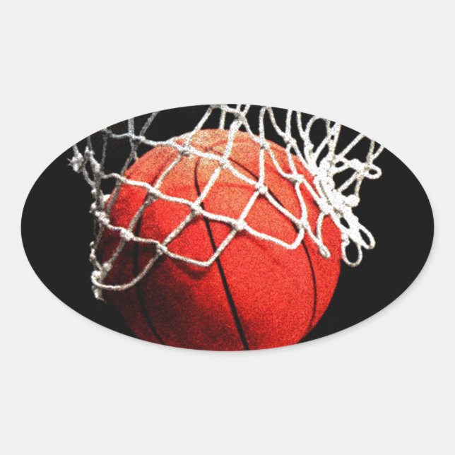 Basketboll Art Ovalt Klistermärke (Framsida)