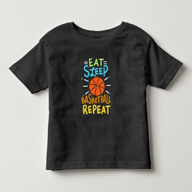 Basketboll - Ät Sov Basketboll Repeterar T Shirt (Framsida)