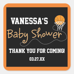 BASKETBOLL BABYSHOWER TYPOGRAFI Klistermärke Etike