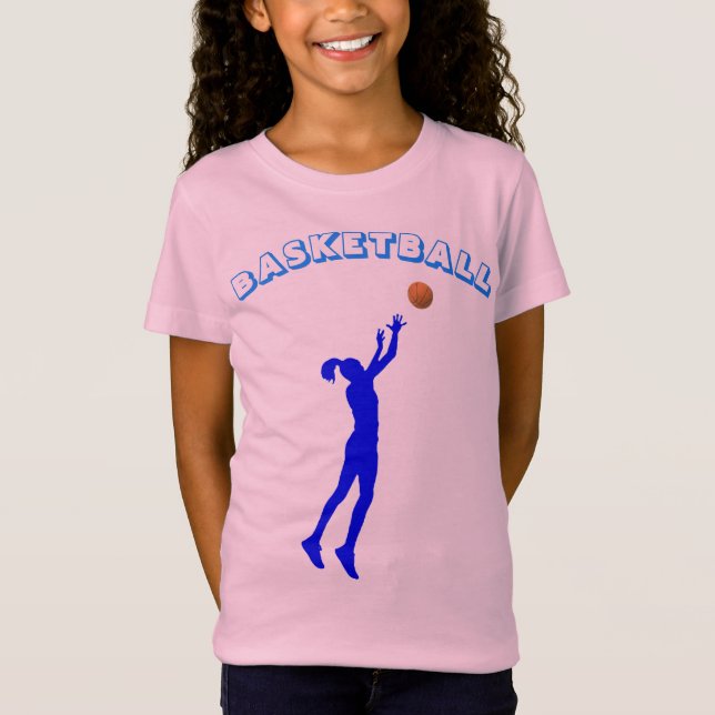 Basketboll Blå Font & Flick T-Shirt (Framsida)