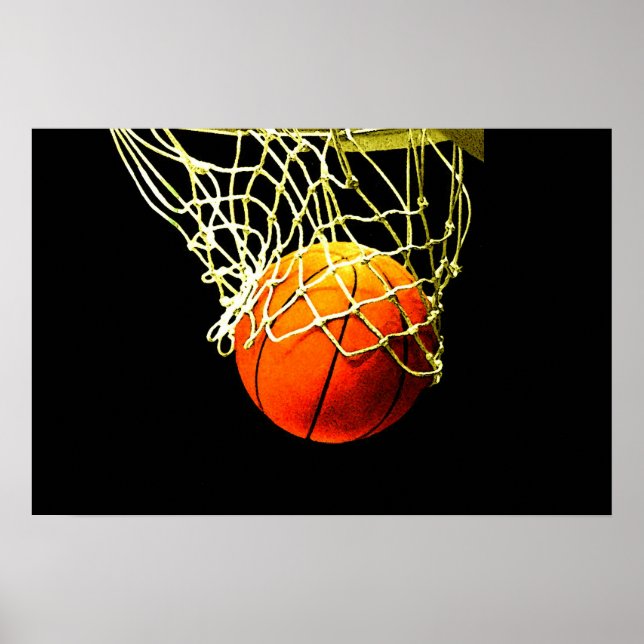 Basketboll Boll & Nät Print Plakat Poster (Framsidan)