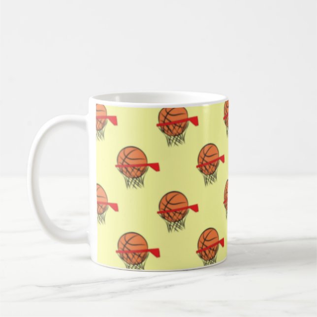 Basketboll - Boll och Ring Mönster Kaffemugg (Vänster)