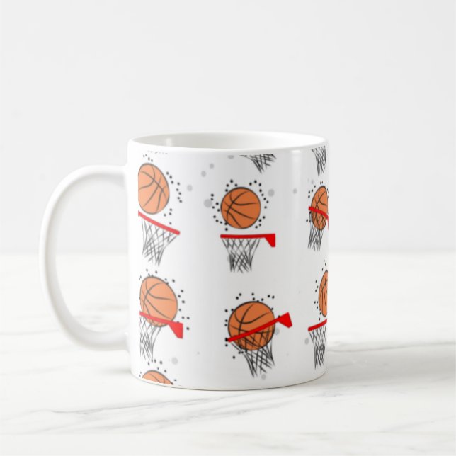 Basketboll - Boll och Ring Mönster Kaffemugg (Vänster)