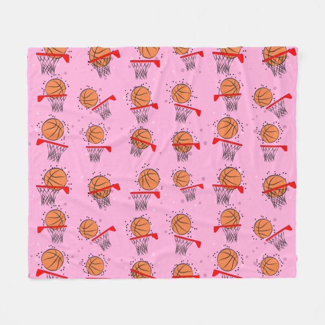 Basketboll - Boll och ringmönster Fleecefilt (Framsidan (Horisontell))