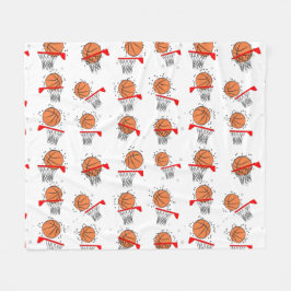 Basketboll - Boll och ringmönster  Fleecefilt