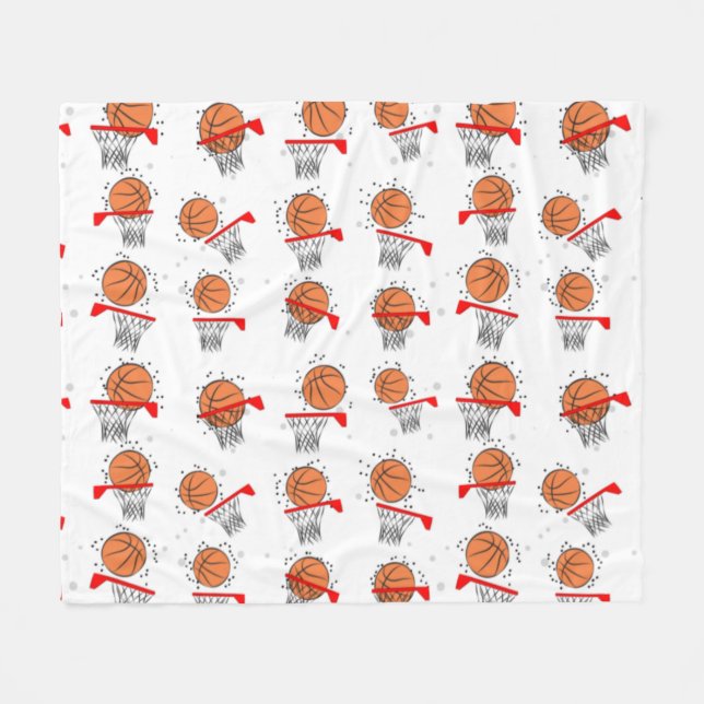 Basketboll - Boll och ringmönster  Fleecefilt (Framsidan (Horisontell))