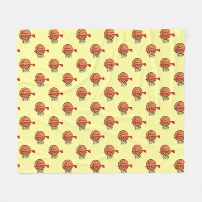 Basketboll - Boll och ringmönster Fleecefilt (Framsidan (Horisontell))