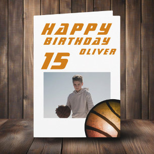 Basketboll Boll Pojke Foto Grattis på födelsedagen Kort