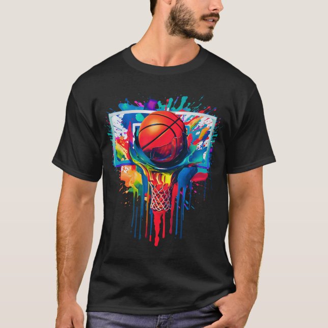 Basketboll Boll Ring Slam dunk Dripp T Shirt (Framsida)
